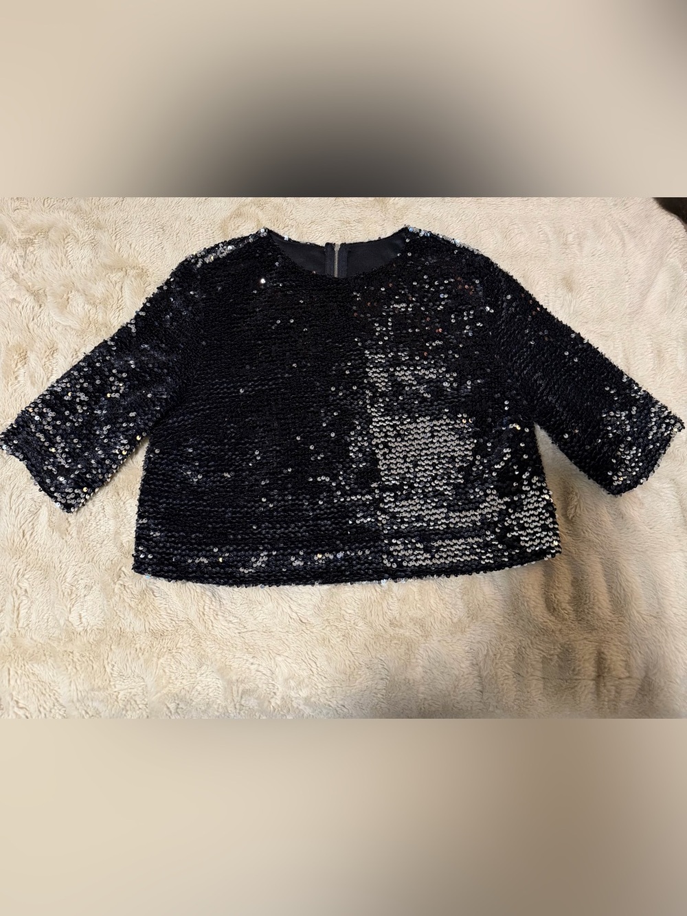 Black Sequin Cropped Party Top size medium